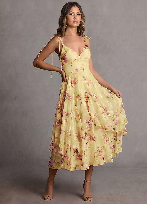 Harmony Light Yellow Midi Dress image1