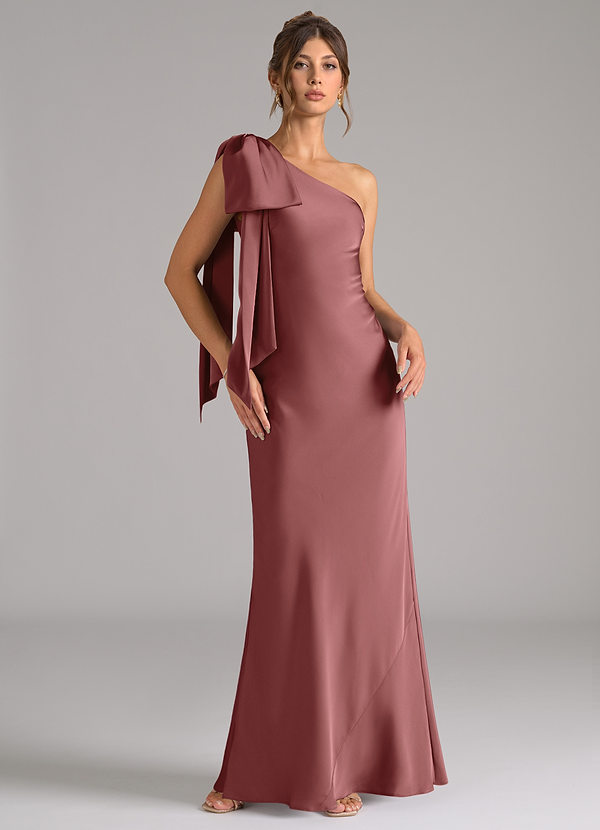 Azazie Capri Bridesmaid Dresses Amethyst Mermaid One Shoulder Stretch Satin Dress image1