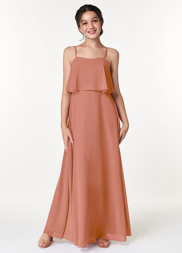 Azazie Izabella Junior MAI TAI A-Line Ruched Chiffon Dress image1