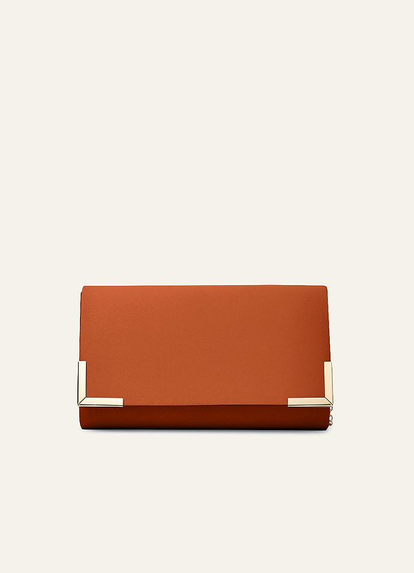 front Matching Color Matte Satin Envelope Clutch Bag
