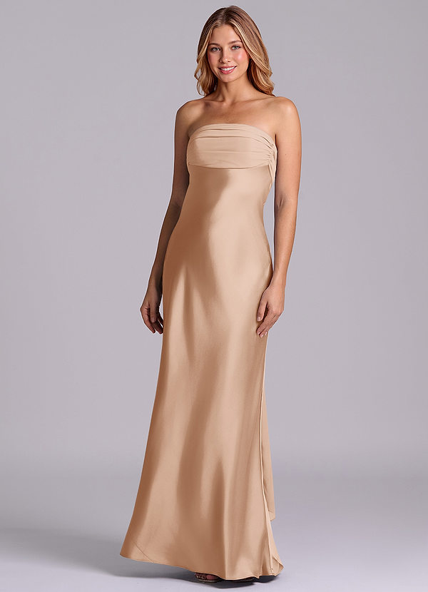 Azazie Ailanie Brudtärneklänningar Klä av Tubklänning i Stretch Satin Axelbandslös Engelsk Ros image1