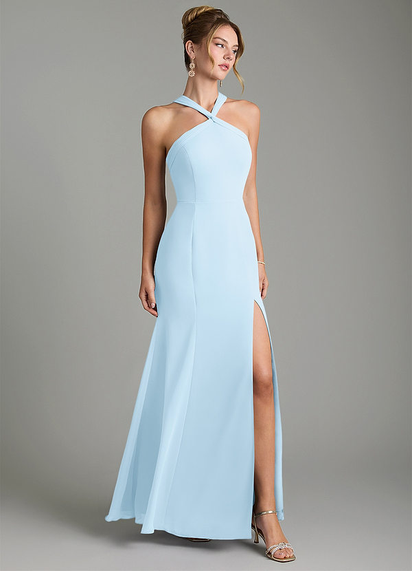Azazie Rue Bridesmaid Dresses Sky Blue A-Line Halter Chiffon Dress image1