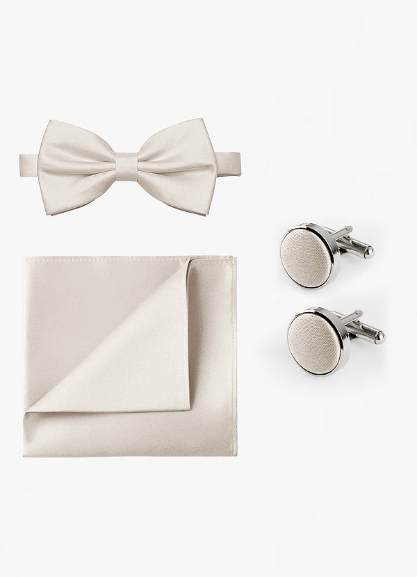 front Matching Bow Tie & Pocket Square & Cuff Links Set