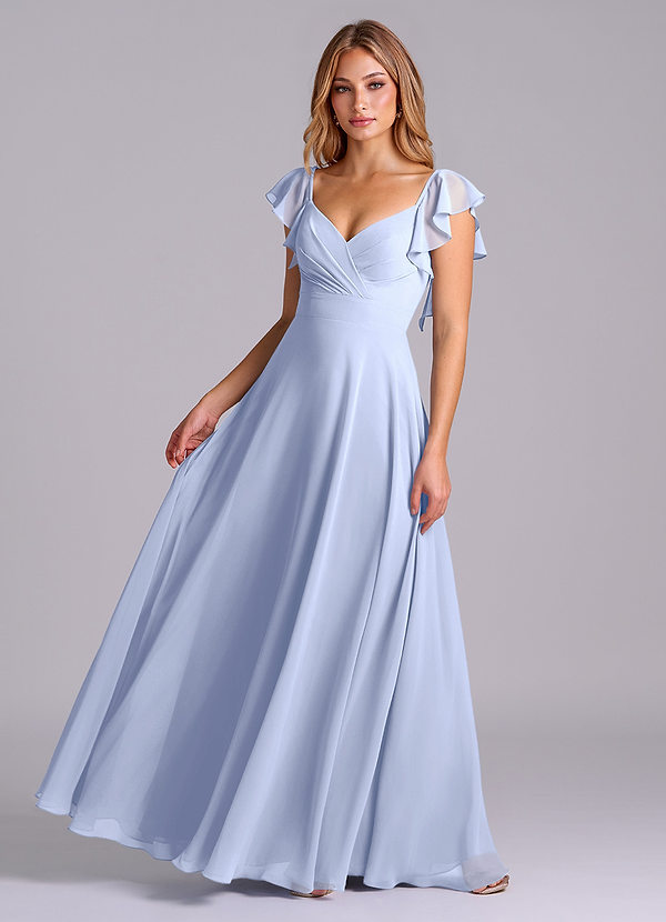 Azazie Leilani Bridesmaid Dresses Ice A-Line Pleated Chiffon Dress image1