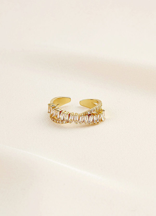 front Crystal Duo Interlocking Ring