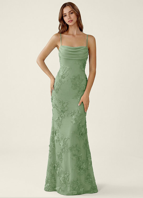 Bellatrix Saggio Abito da ballo a sirena con corsetto a fiori 3D e allacciatura sulla schiena image1