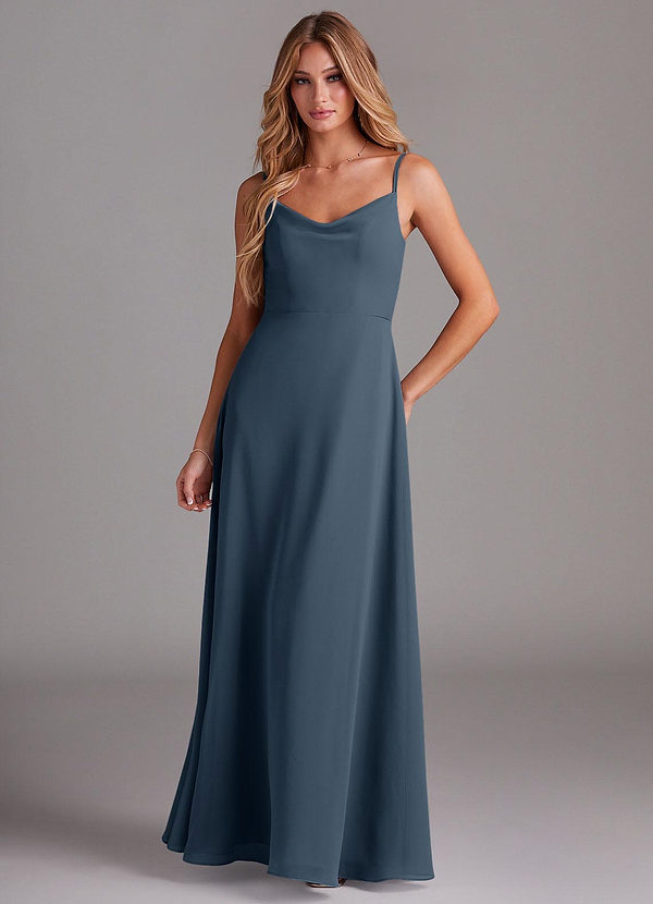Azazie Daenerys Bridesmaid Dresses Neptune A-Line Cowl Chiffon Dress image1