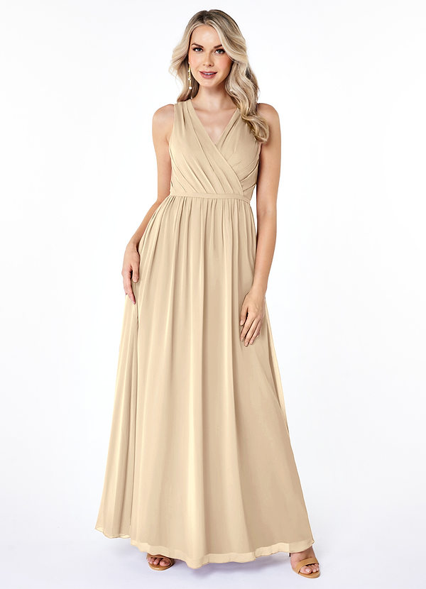 Azazie Jessa Bridesmaid Dresses A-Line Lace Chiffon Floor-Length Dress image1