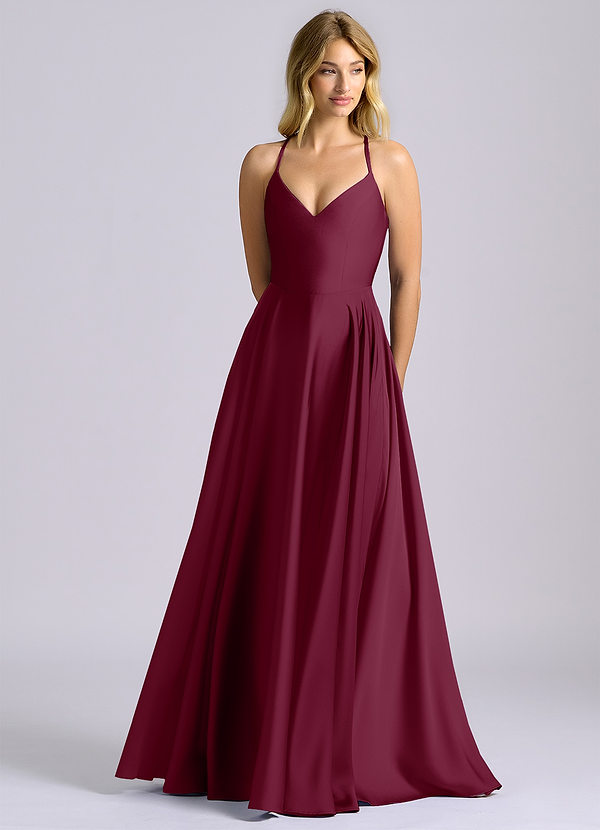 Azazie Truce Bridesmaid Dresses Mulberry A-Line Stretch Satin Dress image1