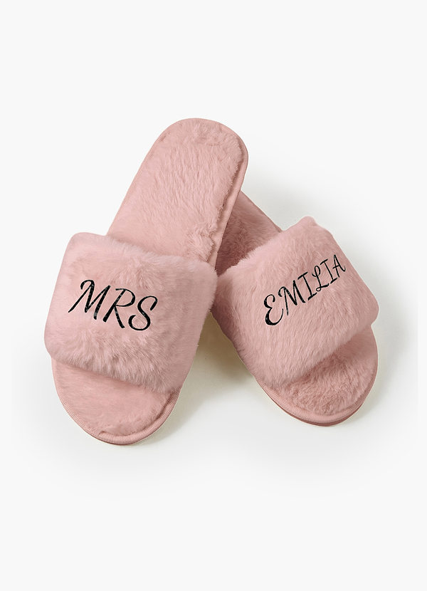 front Personalized Bridesmaid Fluffy Slippers