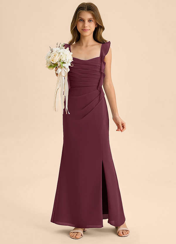 Azazie Jessamine Junior Cabernet Mermaid Sweetheart Neckline Chiffon Dress image1