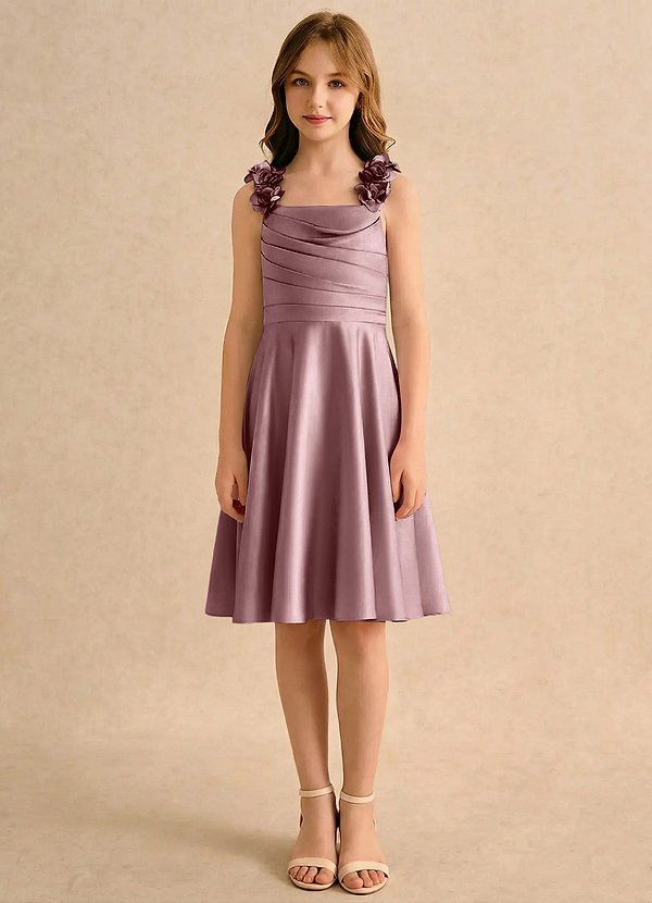 Azazie Resa Klänningar för brudeflicka Klä A-Line i Matt satäng Plisserad image1