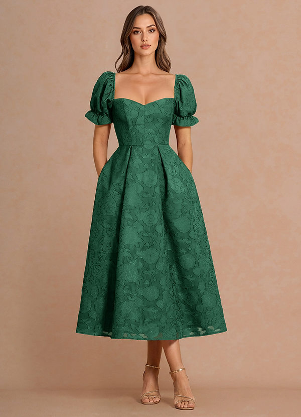 Lanthe Emerald Green Midi Dress image1