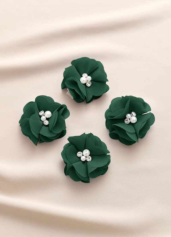 front Vierteiliges farblich passendes Chiffon-Haarspangen-Set