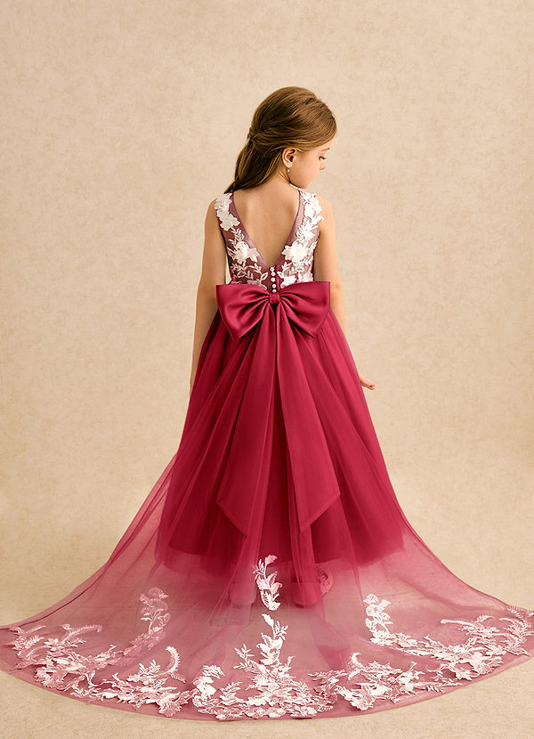 Azazie Mixie Vestidos de Niña de Flores Vestido de Escarlata de Encaje de Corte Princesa image1