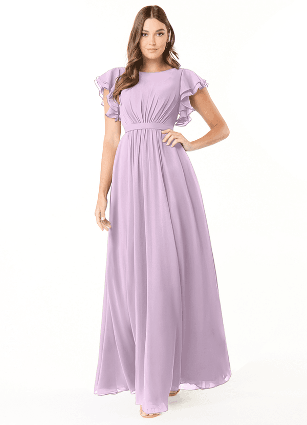 Azazie Daphne Abiti da damigella modesti Abito A-Line Arricciato Chiffon Floor-Length image1