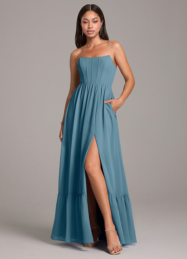 Azazie Kailee Bruidsmeisjes Jurken Jurk van Chiffon met A-Lijn met Zakken Bermuda image1