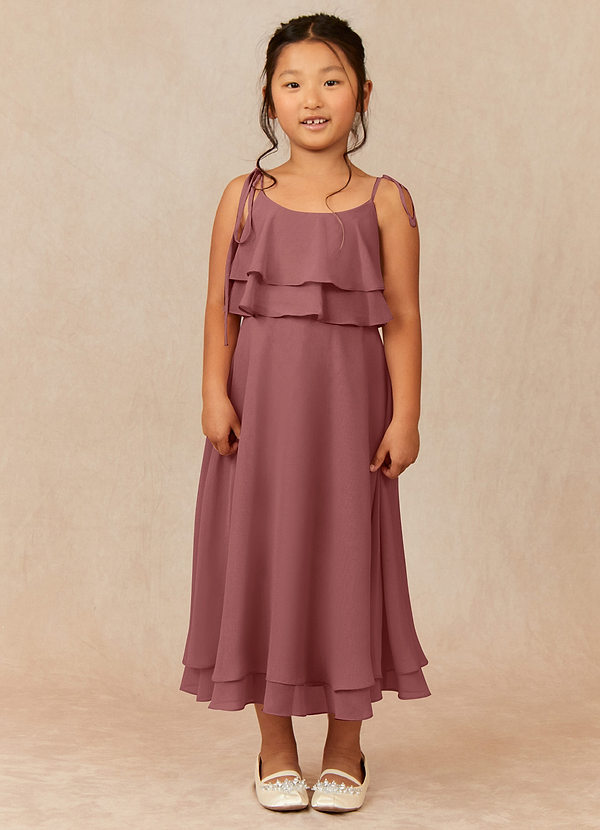 Azazie Temi Flower Girl Dresses Amethyst A-Line Spaghetti Strap Chiffon Dress image1