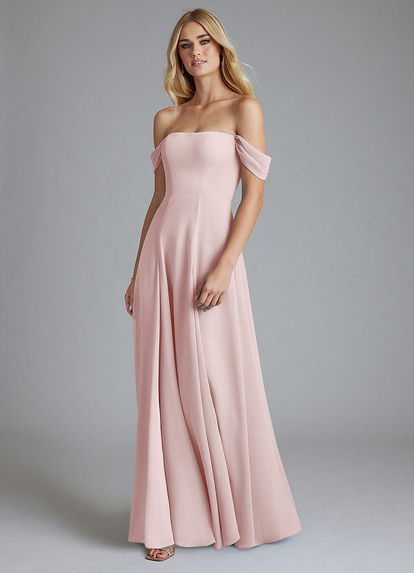 Azazie Seriana Brudtärneklänningar Klä av A-Linje i Chiffong Av axeln Rodnande Rosa image1