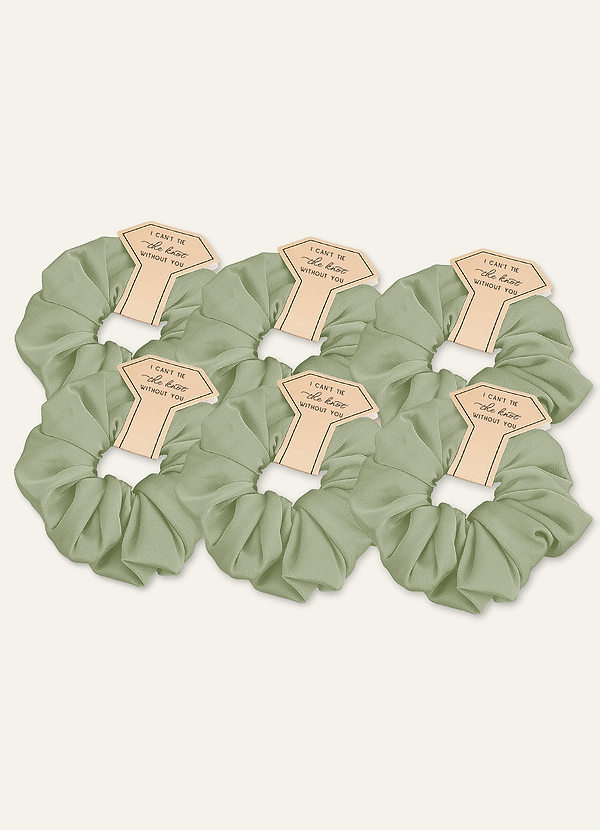 front Matching Color Bridesmaid Stretch Satin Over Size Scrunchie 6 pic Set