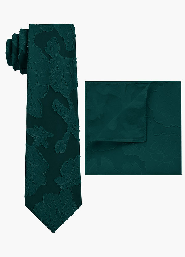 front Floral Burnout Wide Tie and Pocket Square Set