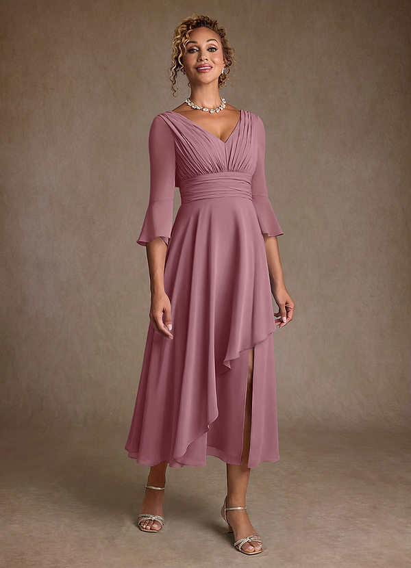 Azazie Aerynne Mother of the Bride Dresses Vintage Mauve A-Line Pleated Chiffon Dress image1