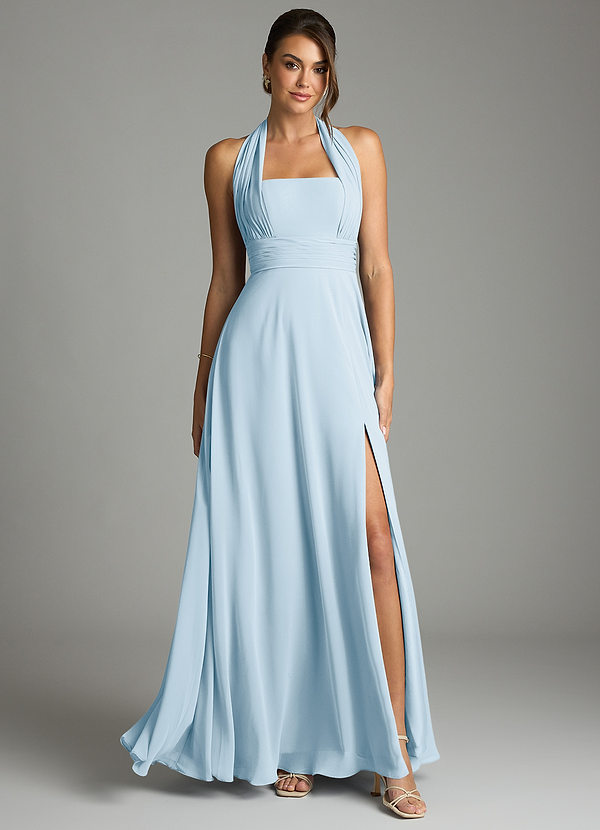 Azazie Tamira Suknie dla druhen Linia A Pofałdowany Szyfon Do ziemi Sukienka image1