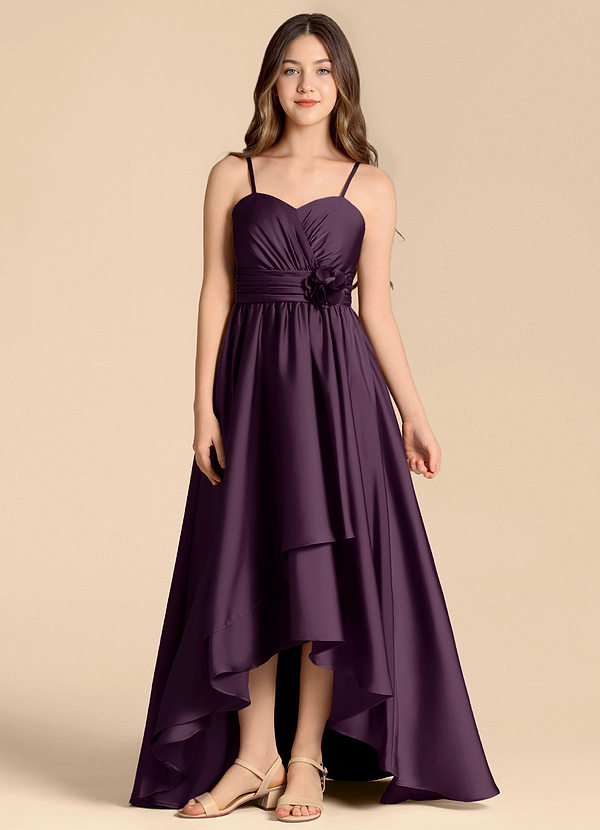 Azazie Catalina Junior Klä av A-Line i Stretch Satin Älskling Halsringning image1