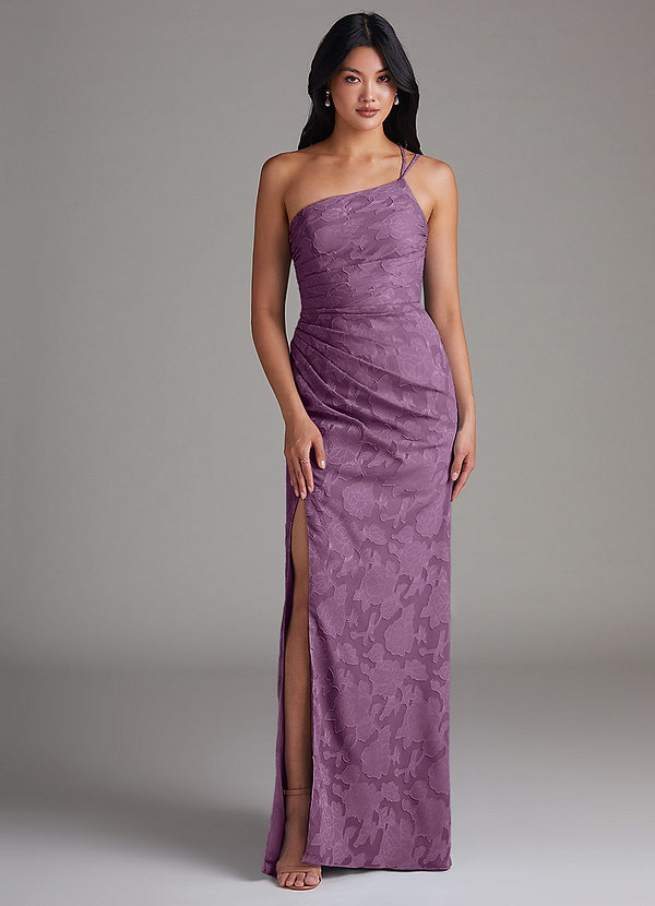 Azazie Eren Bruidsmeisjes Jurken Jurk van Bloemen Burn-out met Kolom One-Shoulder Blauweregen image1