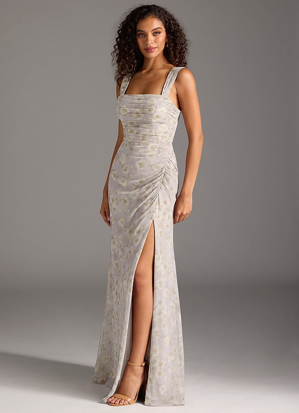 Azazie Jesaphine Brautjungfernkleider Etui Schleifen Chiffon Kleid Flieder Verträumt Blumig image1