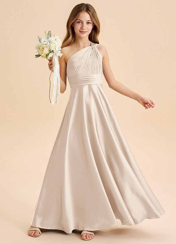 Azazie Charlize Junior Klä av A-Line i Stretch Satin Plisserad image1