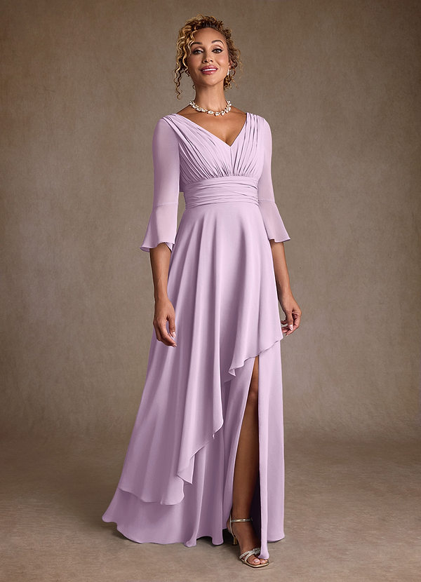 Azazie Eire Robe Mère de la Mariée & du Marié Robe Trapèze en Mousseline de soie Plissée Frostiges Flieder image1