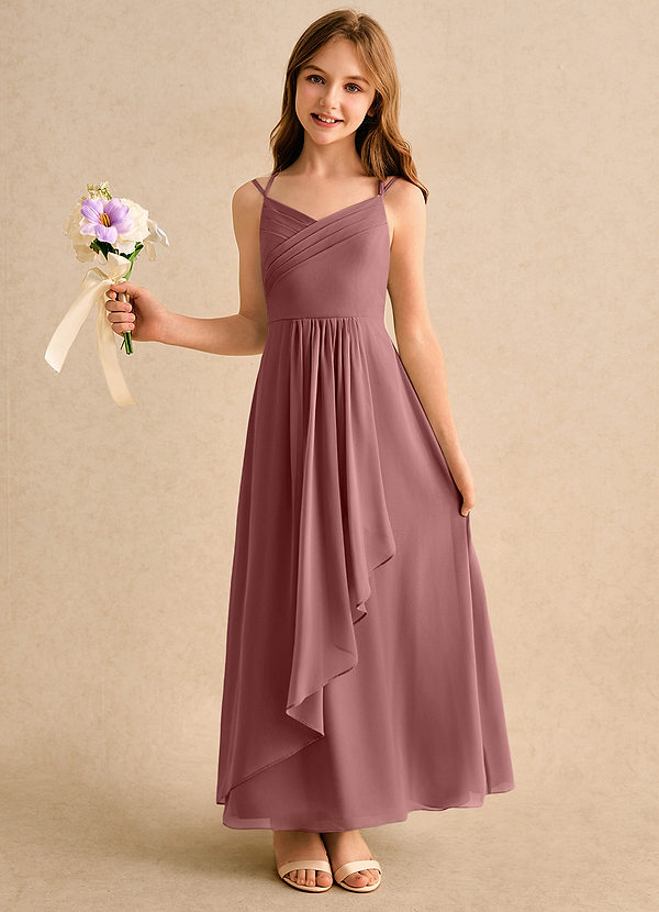 Azazie Zaida Girls Formal Blommflicksklänningar Klänning A-Line i Chiffong Plisserad image1