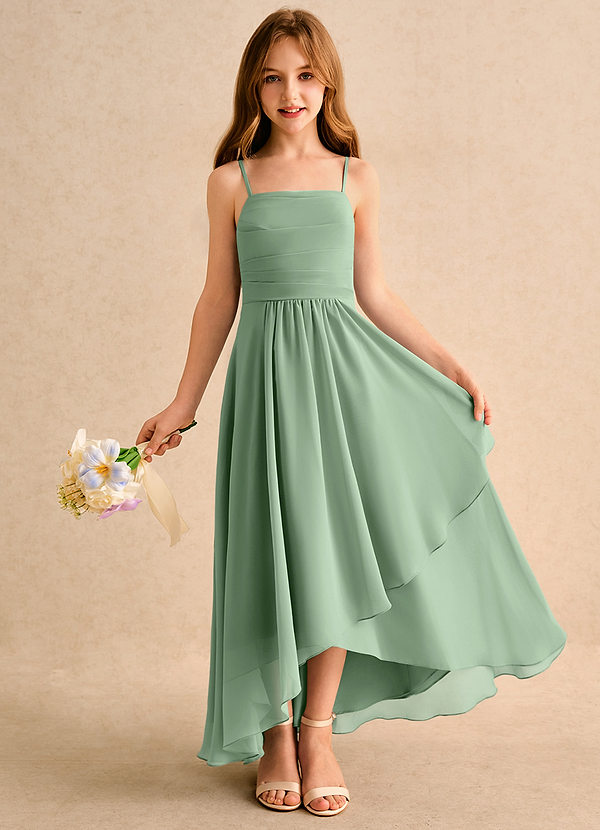 Azazie Twilight Dance Girls Formal Blumenkinder Kleider A-Linie Plissee Chiffon Kleid Matcha image1