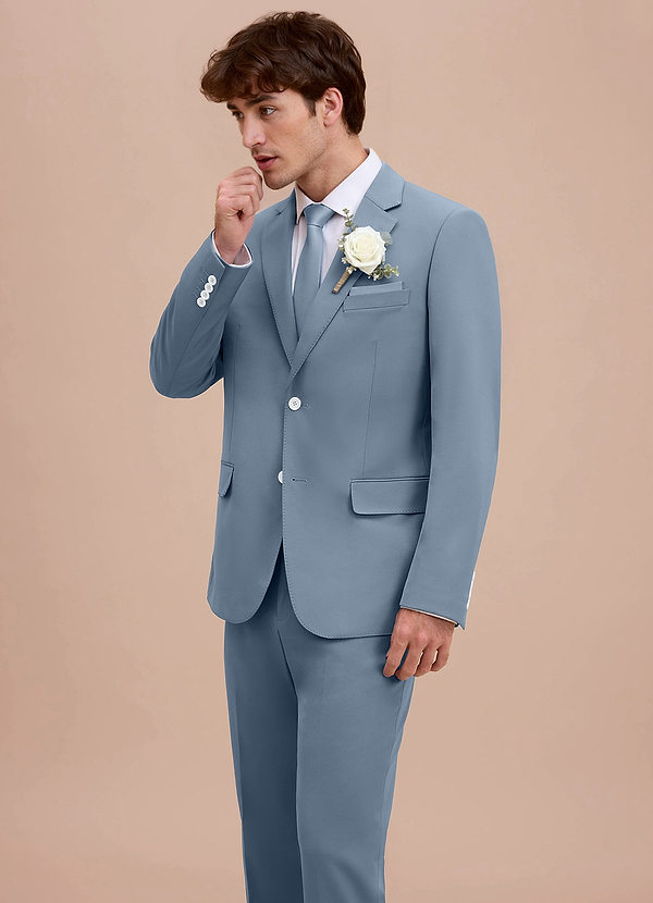 front Ethan Dusty Blue Refined Weave Suit Jacket