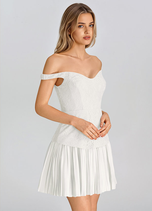Lola Blanc Robe courte trapèze en dentelle image1