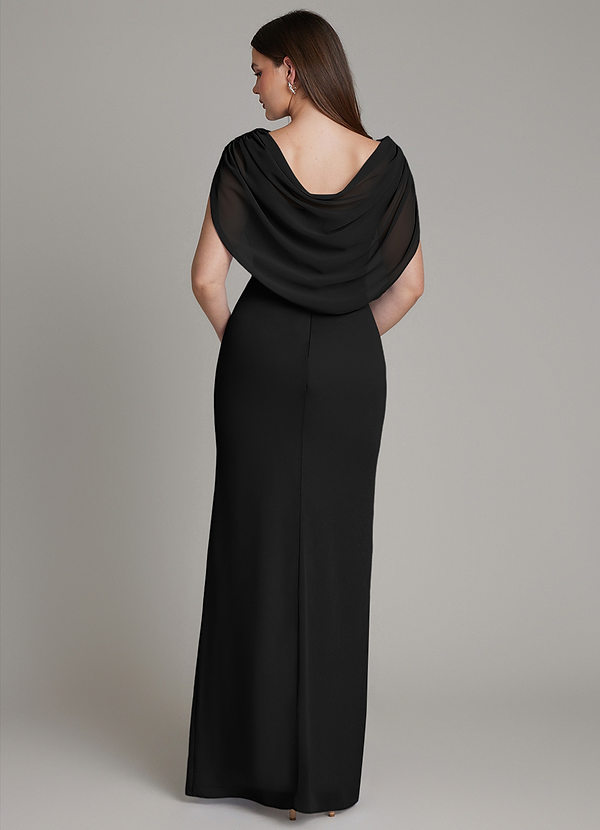 Azazie Hadley Bridesmaid Dresses Black Mermaid Pleated Chiffon Dress image1