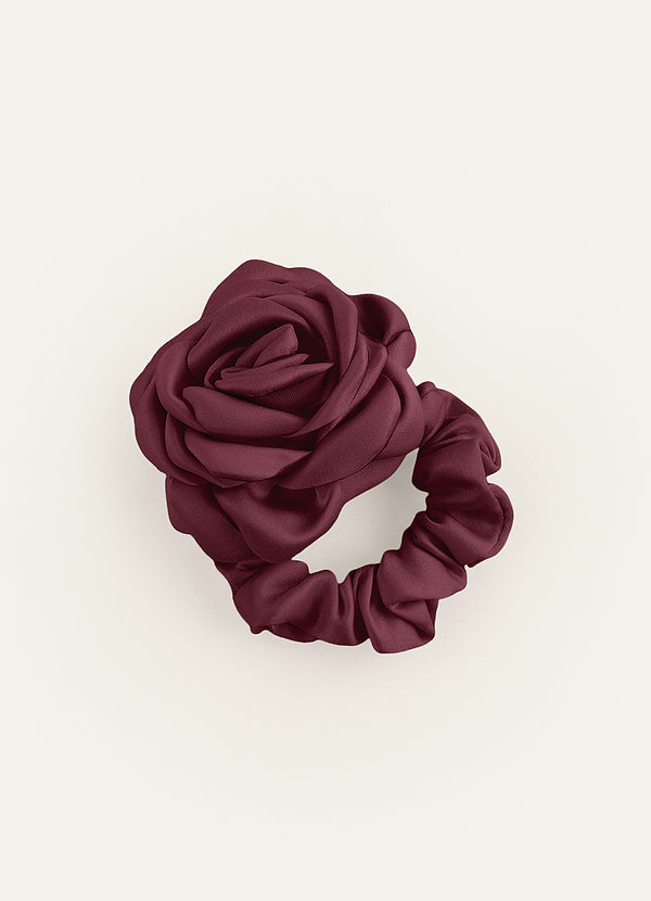 front Matching Color Matte Satin Rose Scrunchie