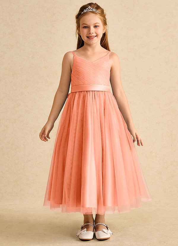 Azazie Patootie Vestidos de Niña de Flores Vestido de Atardecer de Tul de Corte En A con Tirante Espagueti image1