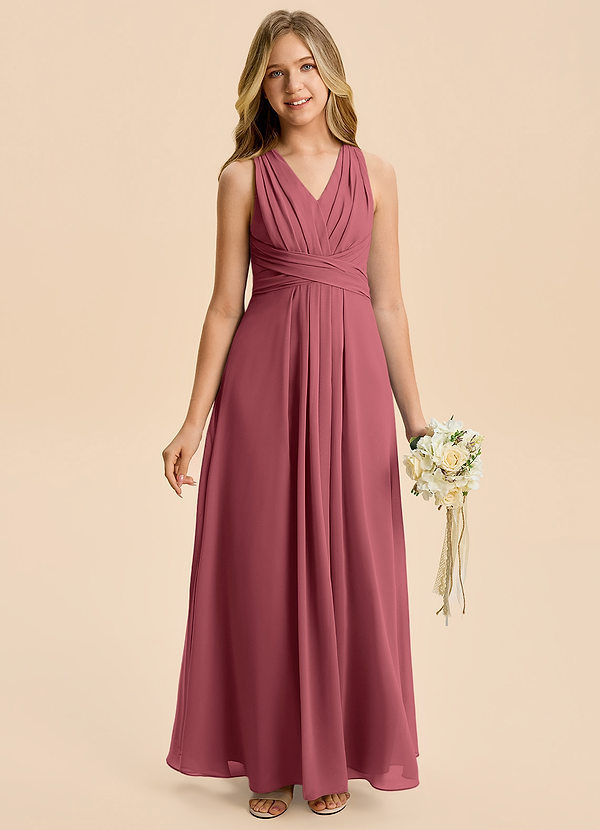 Azazie Kirsten Junior Klä av A-Line i Chiffong Plisserad image1