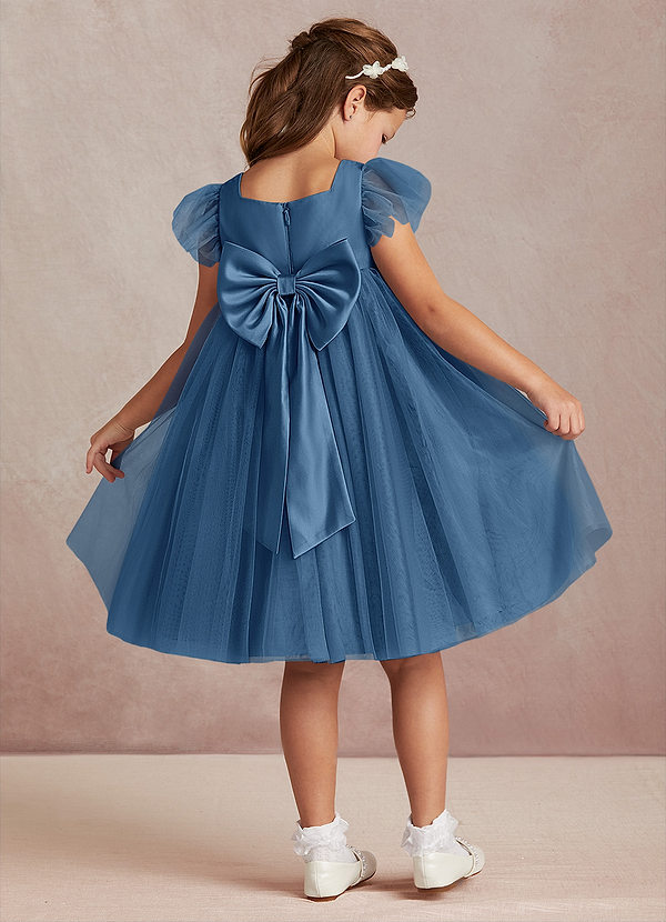 Azazie Kalio Robes de Fillette d'Honneur Robe Trapèze en Tulle avec manches Violet Crépusculaire image1