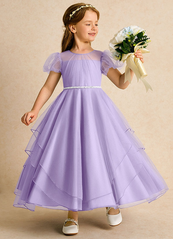 Azazie Duckie Abiti da Ragazza di Fiori Abito Principessa in Tulle Plissettato Lilla image1