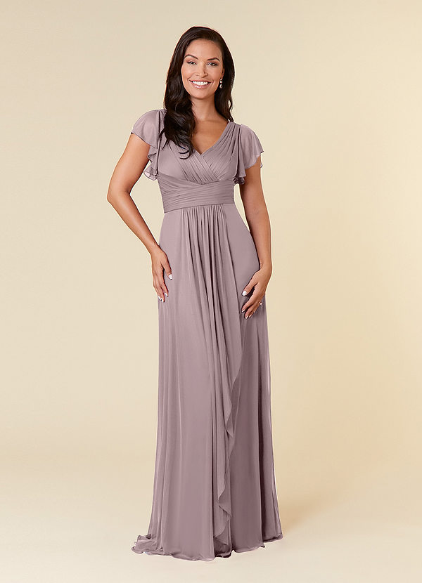 Azazie Reneya Mother of the Brides Dresses Dusk A-Line Pleated Mesh Dress image1