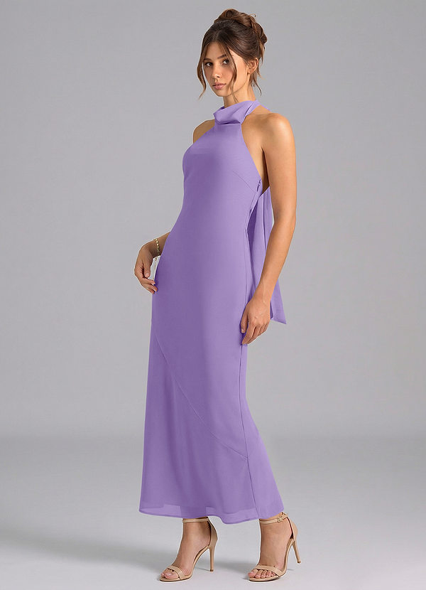 Azazie Velli Bridesmaid Dresses Vestido Taiti de Chiffon de sereia com Pescoço alto image1