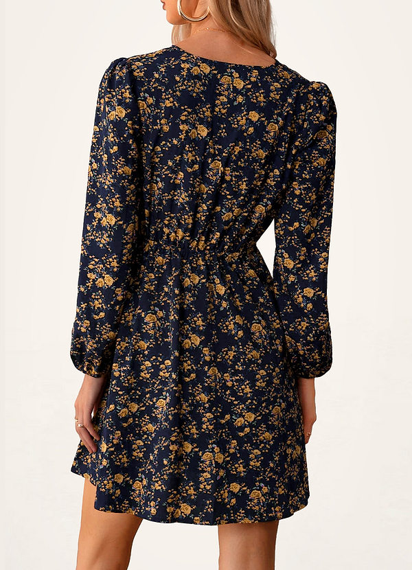 back snead Púrpura Minivestido de manga larga con estampado floral
