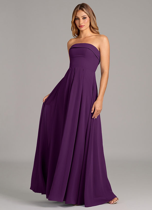 Azazie Lucienne Bridesmaid Dresses Grape A-Line Strapless Chiffon Convertible Dress image1