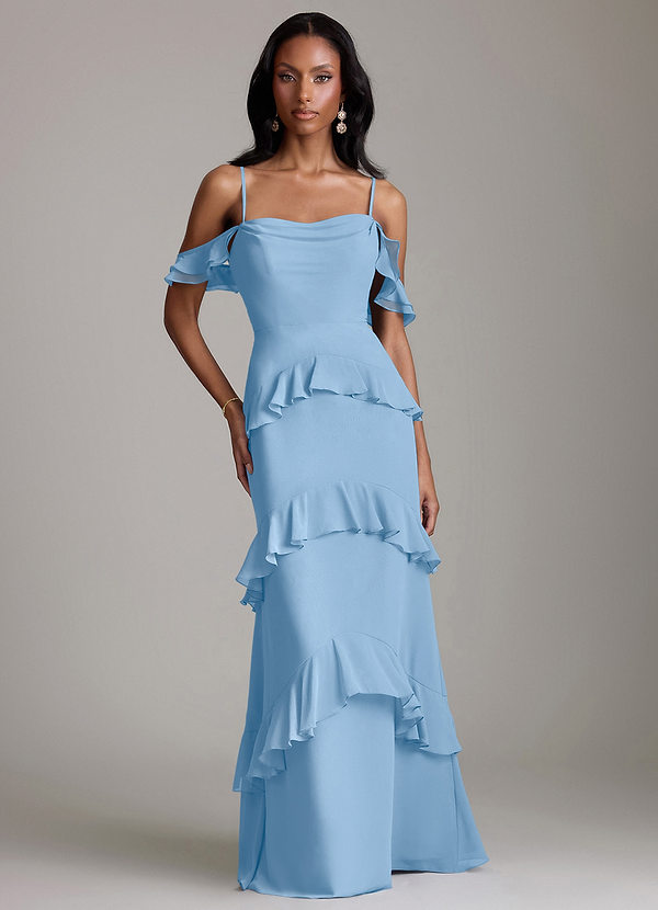 Azazie Chayla Ready to Ship Powder Blue Chiffon Bridesmaid Dresses