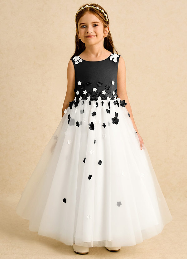 Azazie Eleni Sukienki dla dziewczynek sypiących kwiaty Suknia balowa Ukłon Tiul Długość kostki Sukienka image1