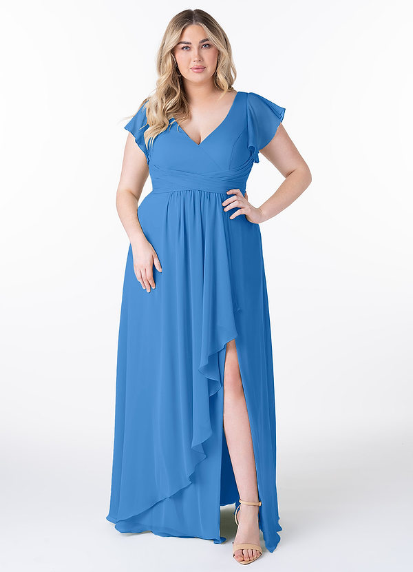 Azazie Omari Bridesmaid Dresses Blue Jay A-Line Chiffon Dress image1