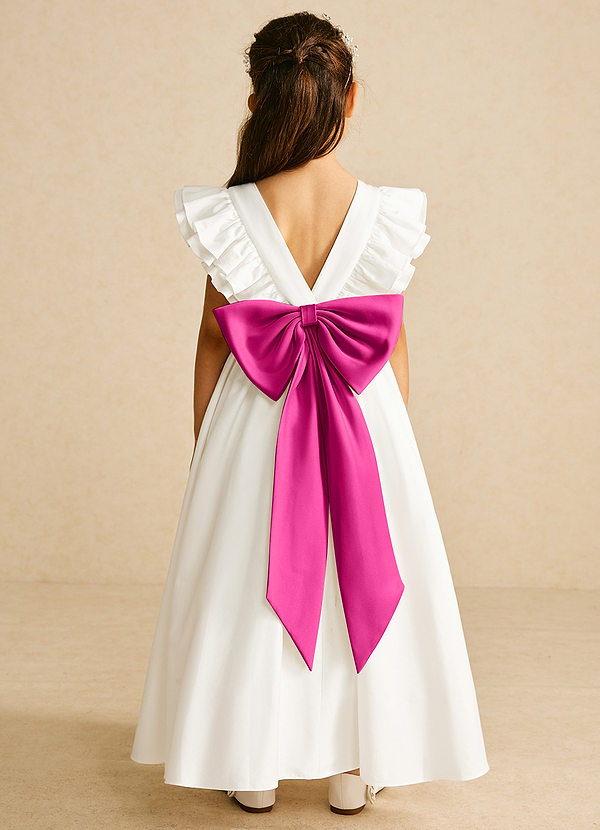 Azazie Aero Flower Girl Dresses Ivory Fuchsia A-Line Pleated Cotton Dress image1